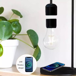 Incarcator Wireless 10 W si Lampa de veghe cu bec care leviteaza - culoare neagra